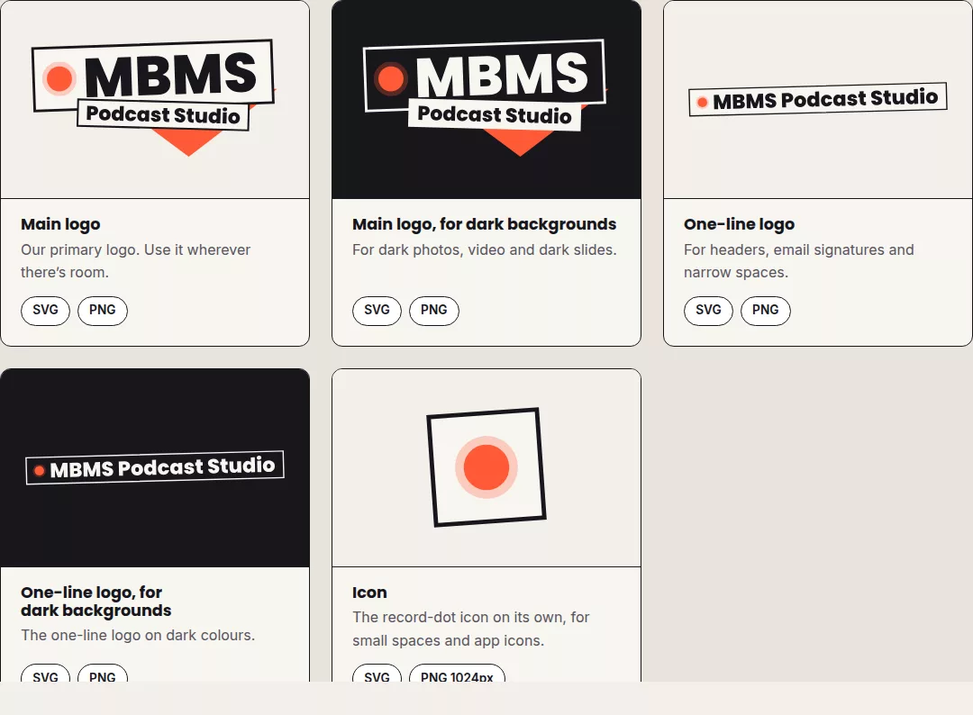 Logo downloads in the MBMS media kit